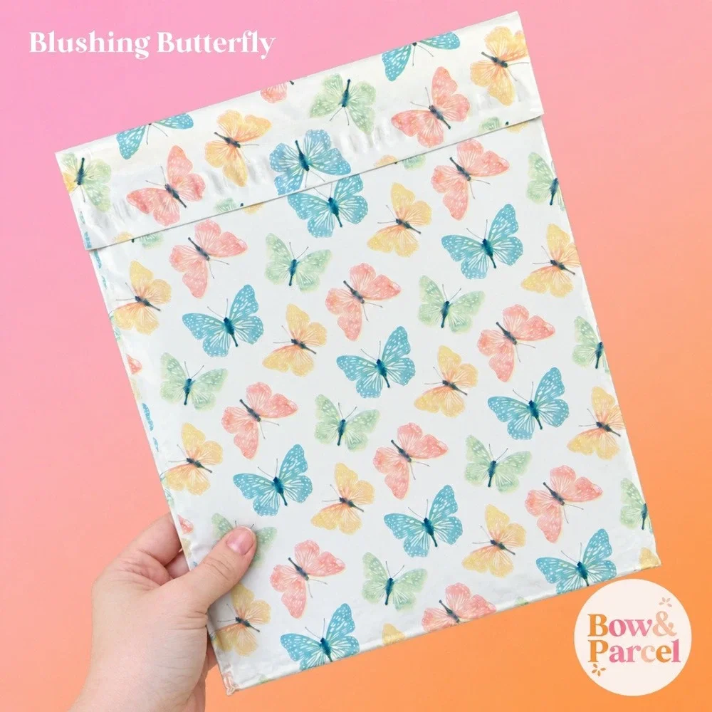 Blushing Butterfly 10x13 Cute Poly Mailers Shipping Bags 25 Pack Waterproof